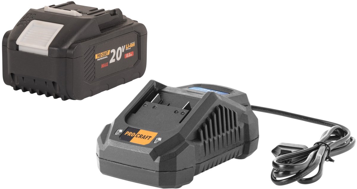 Procraft Starterset 20 V 20/4A snellader + 1x 20/8 accu 8,0 Ah