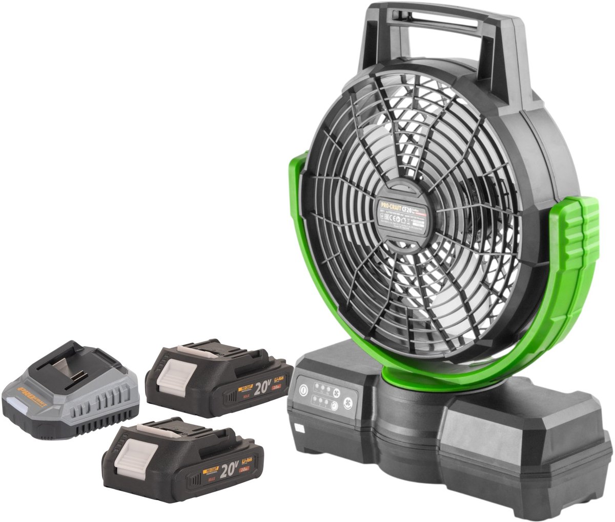 Procraft CF20bb accuventilator 20 V 235 mm + 2x accu 2,0 Ah + oplader