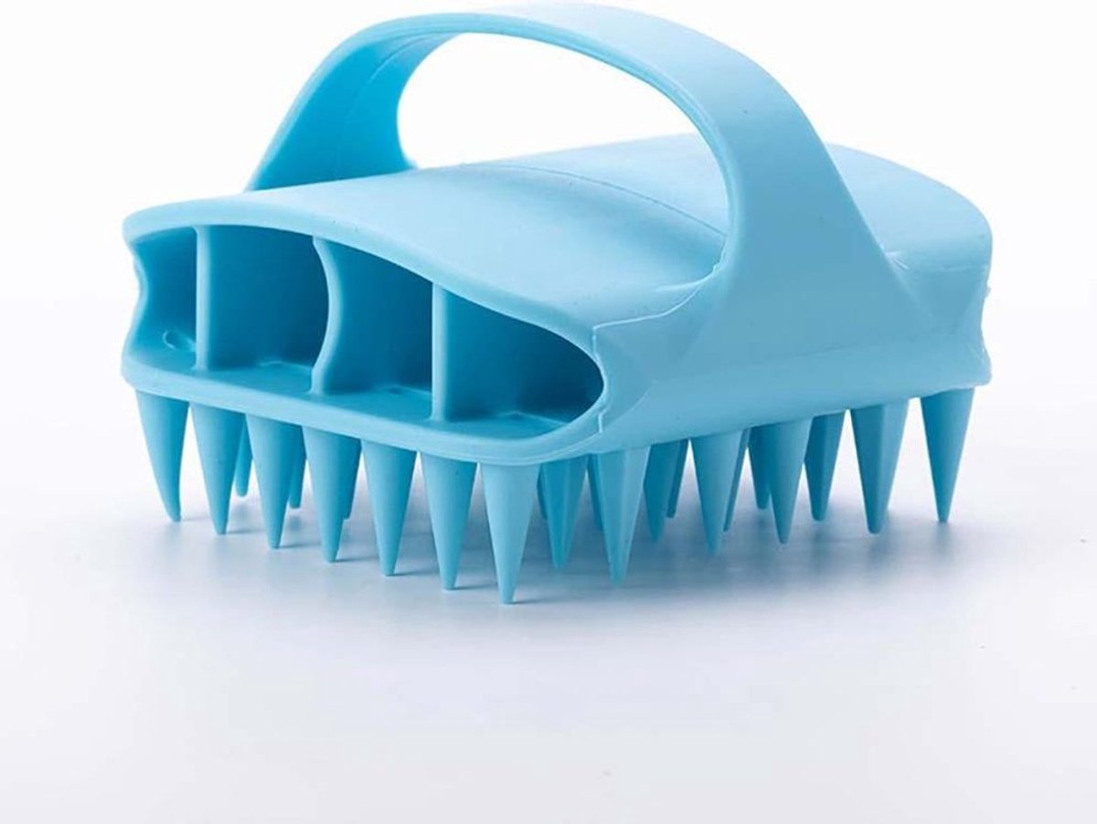 Siliconen hoofdmassageborstel - dieptereinigende shampooborstel (blauw)