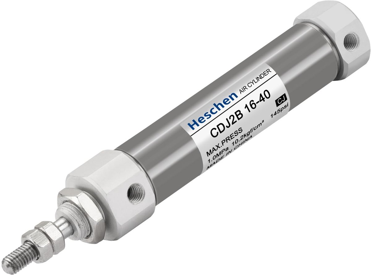 Allecto - Pneumatische cilinder - Slimme luchtcilinder - 16mm Bore - 40mm slag - Krachtige prestatie - Geschikt voor diverse toepassingen - Silvery...