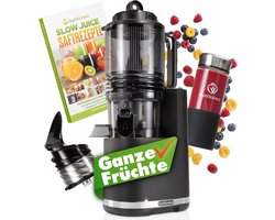 Nutrilovers Slow Juicer NUTRI-PRESS MAX sapcentrifuge voor hele vruchten met XXL-opening van 150 mm, BPA-vrij, incl. sapfles en receptenboek voor slow juice