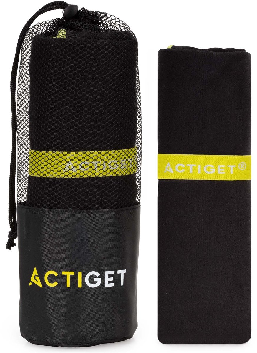 Actiget® Strandlaken | Badlaken | Strandhanddoek | Microvezel | 180 x 100 cm | Zwart