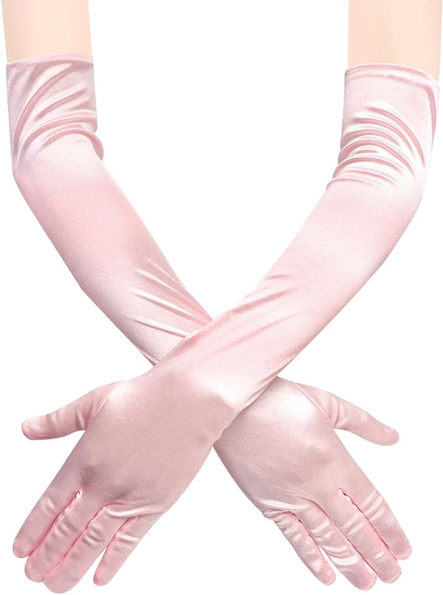 Lange satijnen handschoenen voor dames, perfect voor kostuums, bruiloften, gala's en kerkelijke evenementen