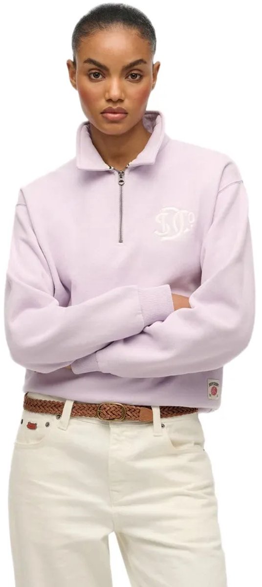 Superdry Neon Collared Half Rits Trui M Vrouw Paars