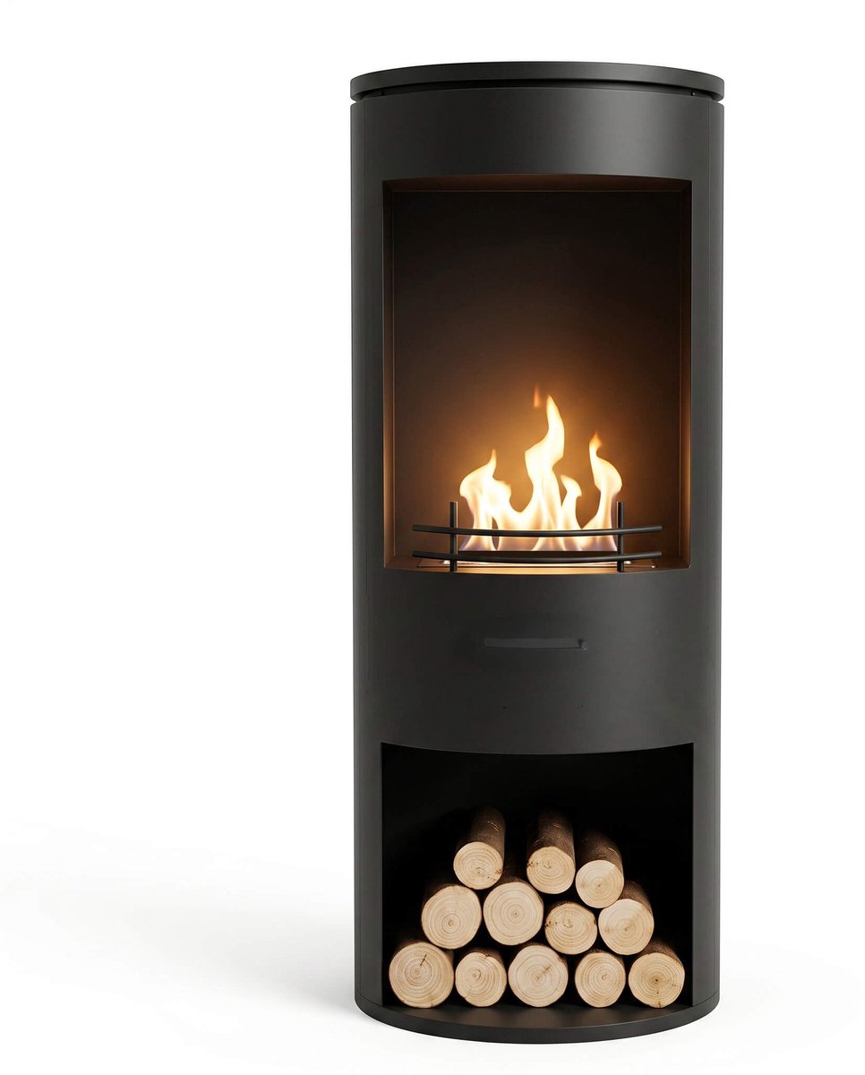 Xaralyn Ignis - Zwarte vrijstaande bio-ethanol haard - rond design - alternatief houtkachel