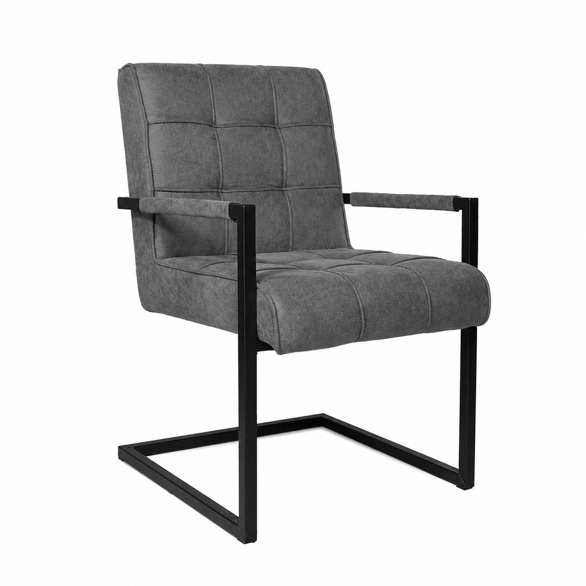 Lizzely Garden & Living Eetkamerstoel met armleuning Milan antraciet microvezel industrieel