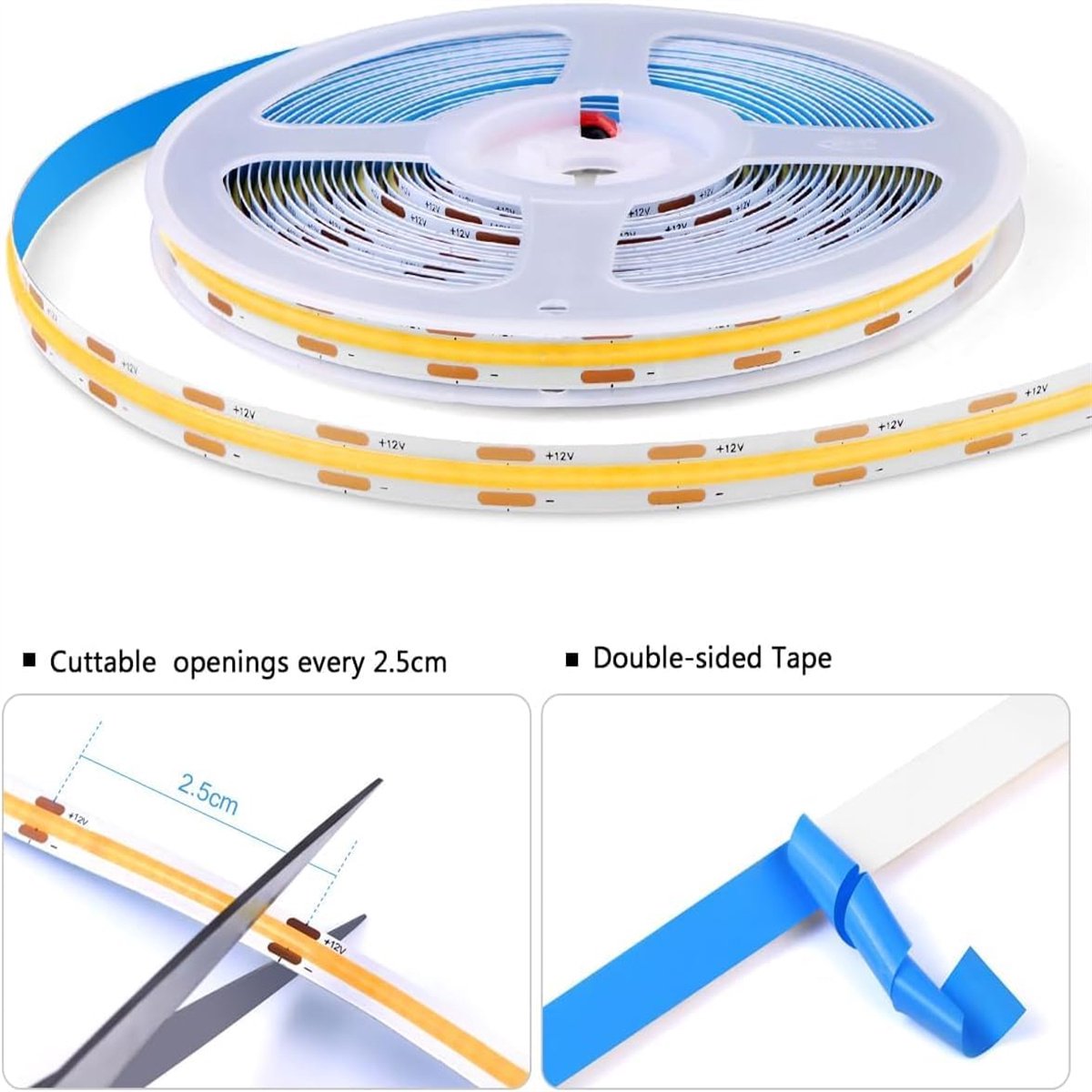 carmdering - 6-In-1 Modulair LED Strip - Modulaire Kastverlichting - Flexibele Lichtstrip - Doorlaattouch Dimmer - Zelfklevende Achterzijde - Snijbaar Elke 2.5CM - Voor Kast En Plank - 1 Meter