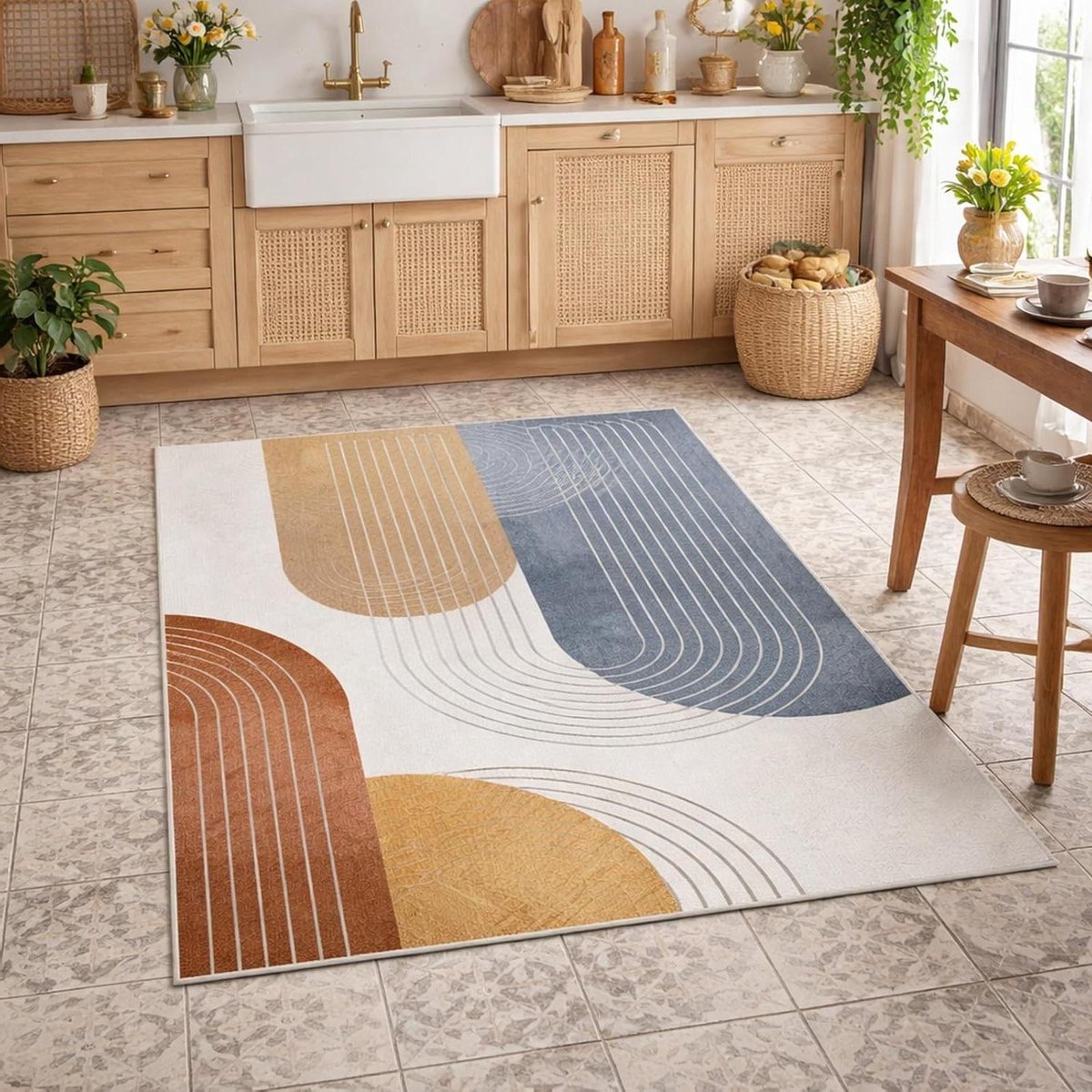 Vloerkleed Vierkant - Moderne Vloerbedekking - Woonkamer Decoratie - Laagpolig Wasbaar - 1