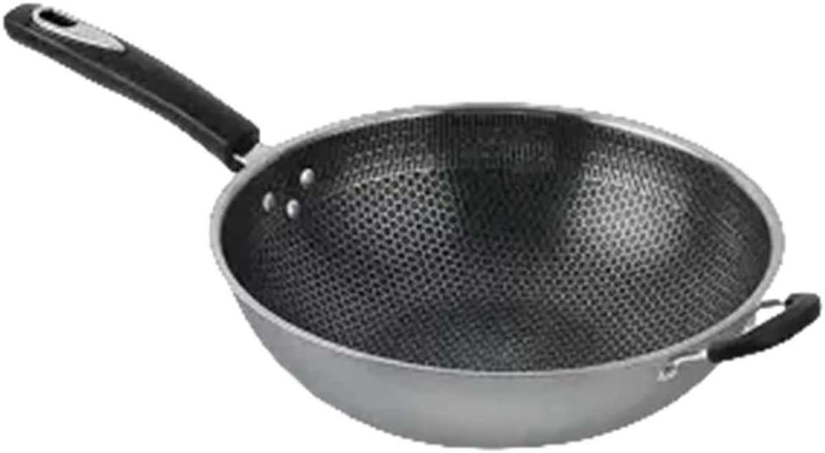 Koekenpan Koeken en Wok Gelijkmatig Koken Duurzame Antiaanbaklaag 34 cm Zwart
