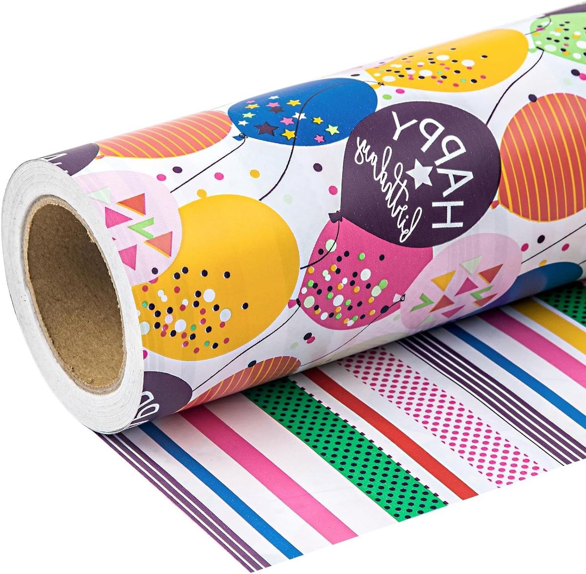 Inpakpapier Rol - Cadeaupapier Jumbo - Geschenken Versieren - Omkeerbaar Dubbelzijdig - 30 inch breed - Kleurrijk Ballon