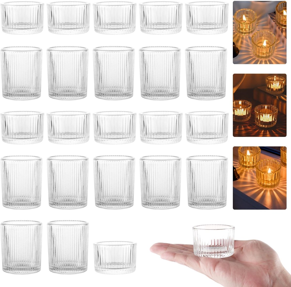 Dailygoods - Set van 24 Heldere Theelichthouders van Glas