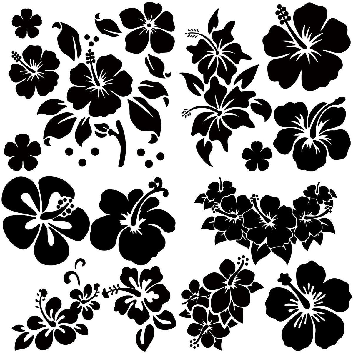 Dailygoods - Cosensi - Set van 4 Hibiscus Autostickers Waterdicht Vinyl