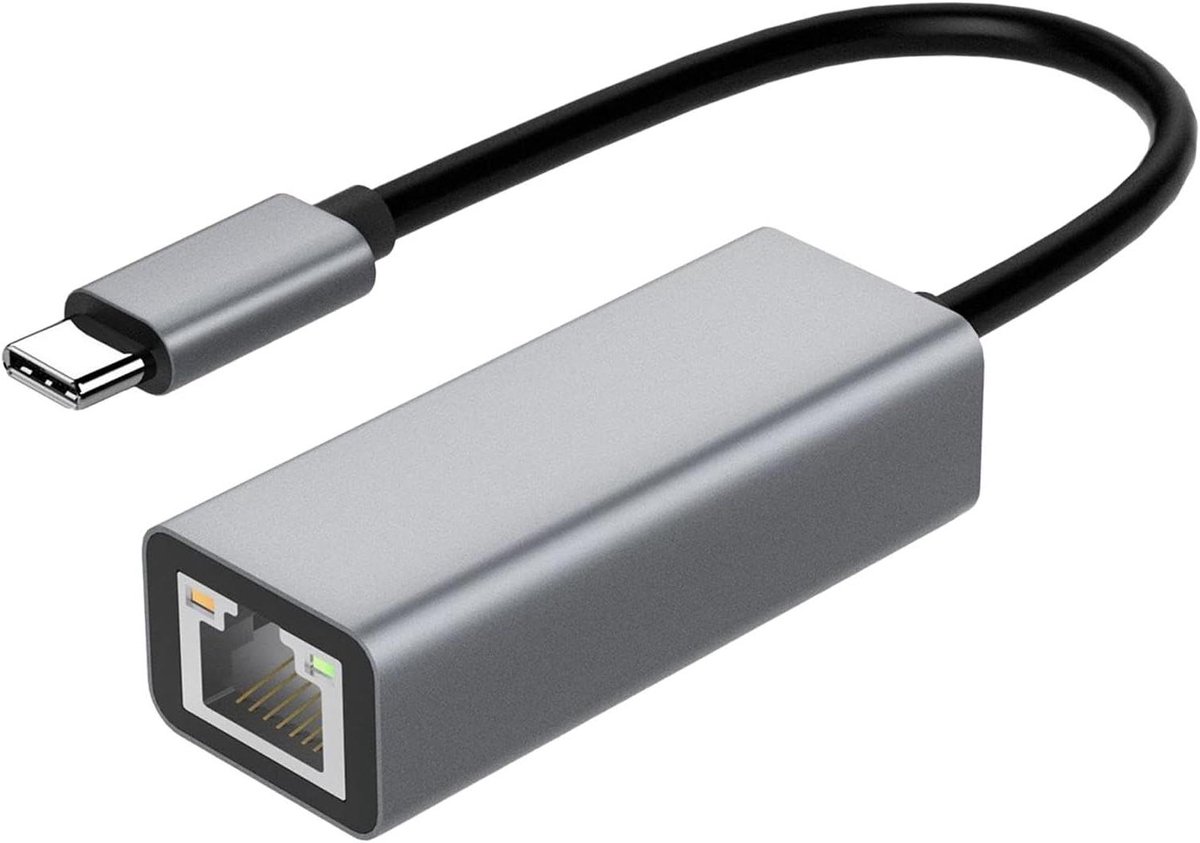 USB C Netwerkadapter - Ethernet Adapter - Stabiel Internet - Plug and Play - 100 Mbps - Grijs