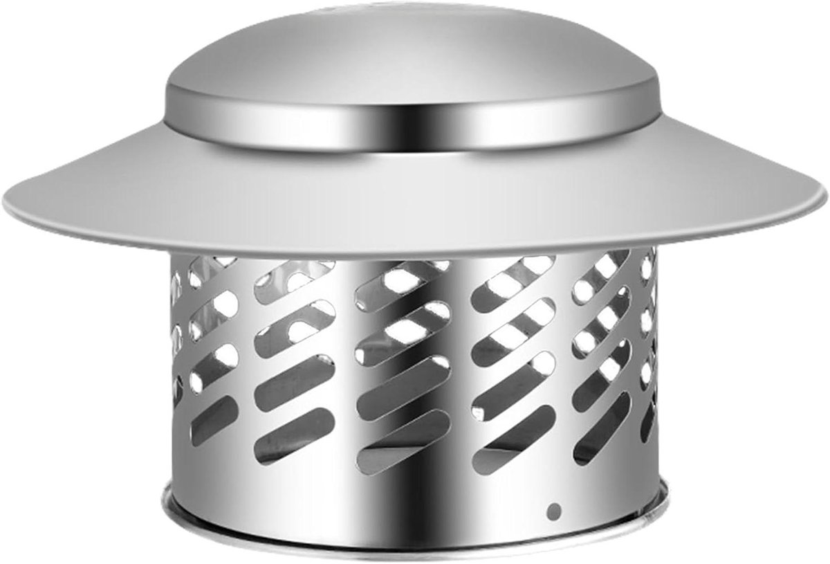 Schoorsteen Cap - Regendeksel Uitlaat - Buiten Ventileren - Roestvrij Staal - 80 mm - Zilver
