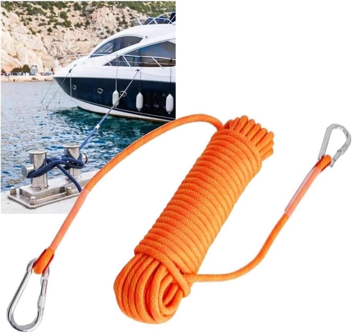 Gevlochten Nylon Touwen - Meertouwen Docklijnen - Veilig Aanmeren - Weerbestendig Ontwerp - 10 Meter - Oranje
