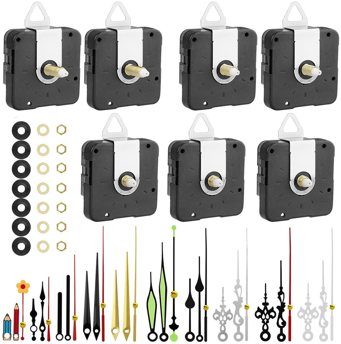 Dailygoods - Hoog Koppel Uurwerk voor Wandklok met 10 Sets Wijzers