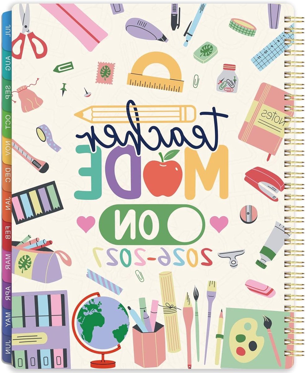 Leraar Planner - Agenda Organizer - Jaar Planning - Met Tabbladen - 9" x 11" - Meerkleurig
