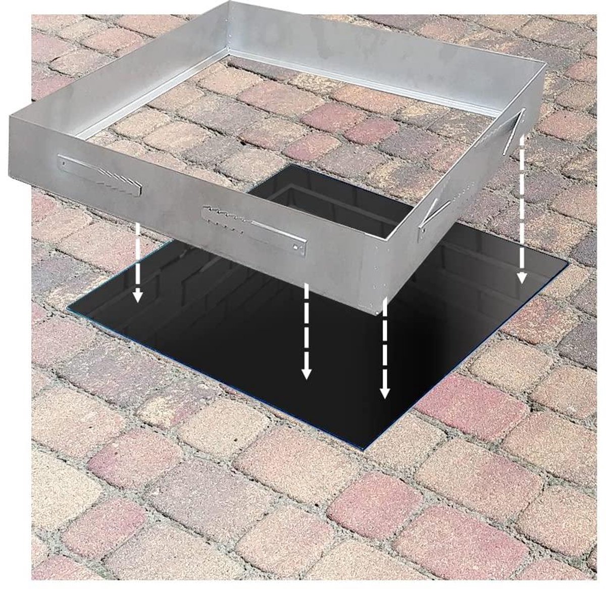 Schachtafdekking Aluminium - Afsluitbare Deksel - Toegang Afschermen - Belastbaar A15 - 60x60x8 cm - Zilver