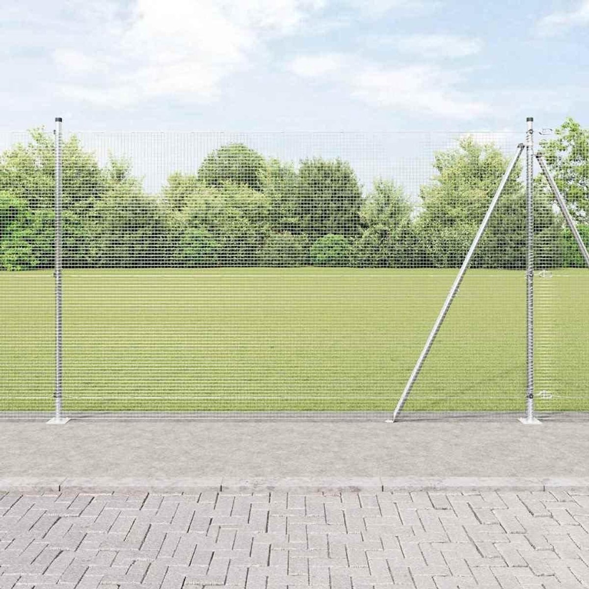 Hekpalen Set - Stalen Staanders - Tuin Afzetten - Weerbestendig Staal - 25 x 14 m - Zilver