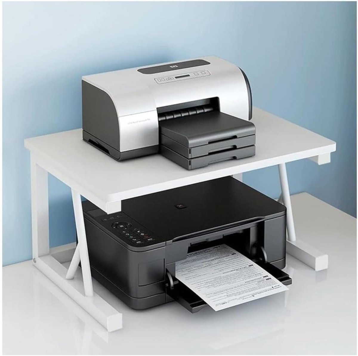 Moderne Printerrek Klein Printeropbergrek 2-laags Desktopprinterplank Voor Kantoor, Thuisfaxrekken, Scanners, Opslagrekken Voor Thuis Kantoor(B,48 * 30 * 27cm)