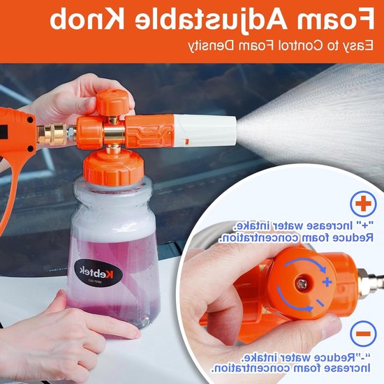Hoge Druk Reinigingspistool 5200 PSI met Schuimkanon, 1 Liter en 6-in-1 Verstelbare Düse, Geschikt voor Karcher K1-K7 Adapter van Hoge — afbeelding 2