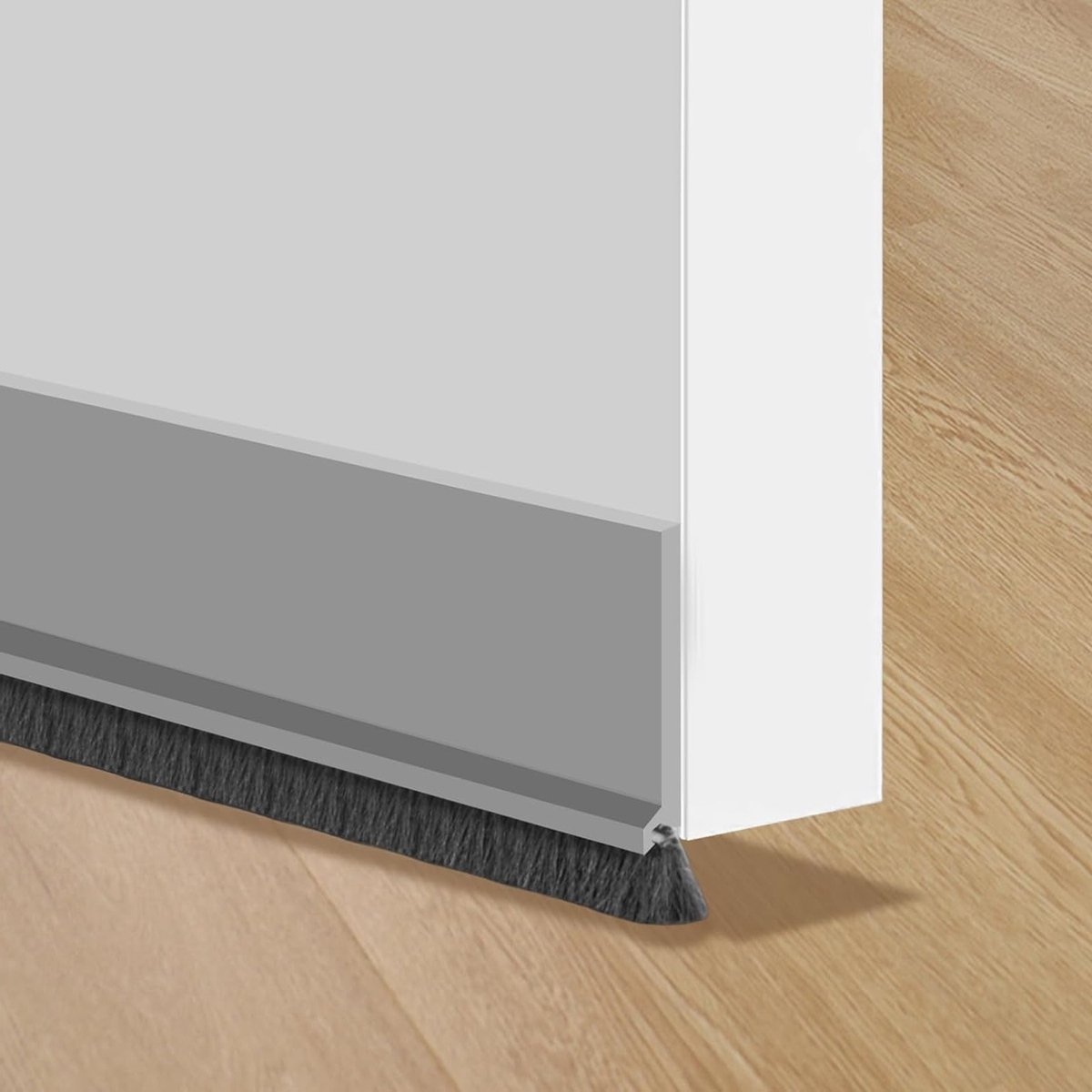 Zelfklevende Deurrubber met Borstel, Grijs, 100 cm x 5 cm - Geluidsisolatie, Winddicht, Energiezuinig
