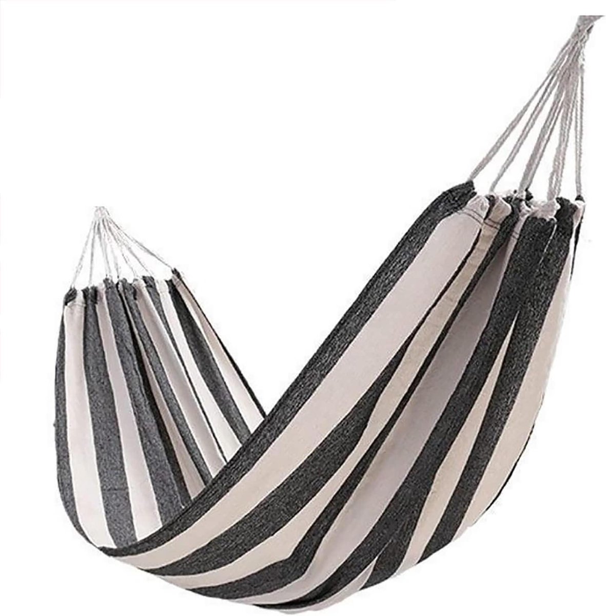 Dubbele Hangmat - Twee Persoons - Ontspannen Buiten - Striped Stof - 260 x 150 cm - Zwart Wit