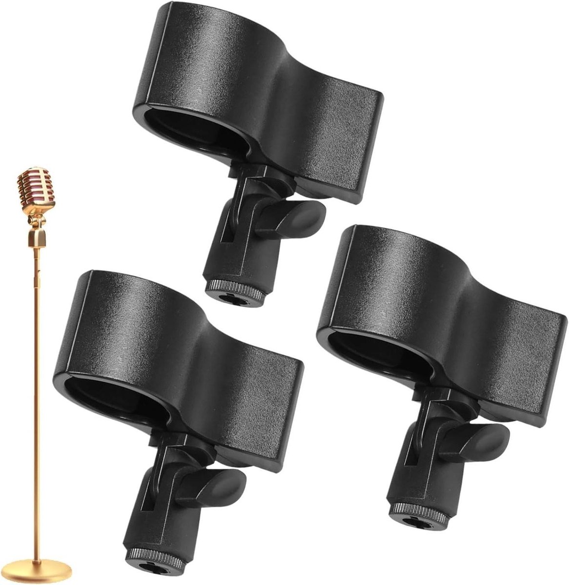 Microfoon Clips - Opname Accessoires - Veilige Bevestiging - Antislip Grip - 3 Stuks - Zwart