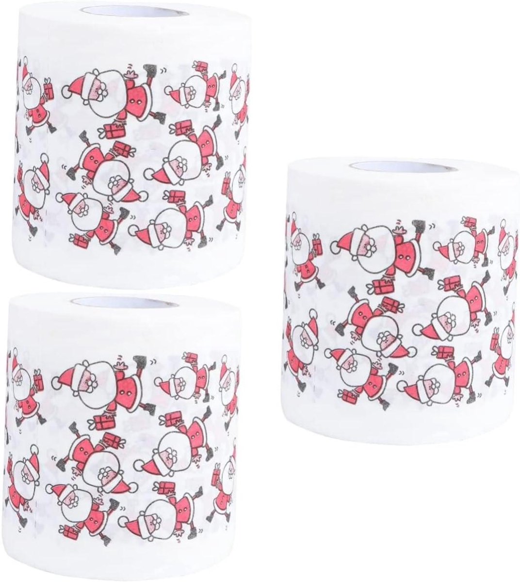 Kerst Toiletpapier - Feestelijk Rolletje - Huis Decoratie - Vrolijke Print - 3 Rollen - Wit