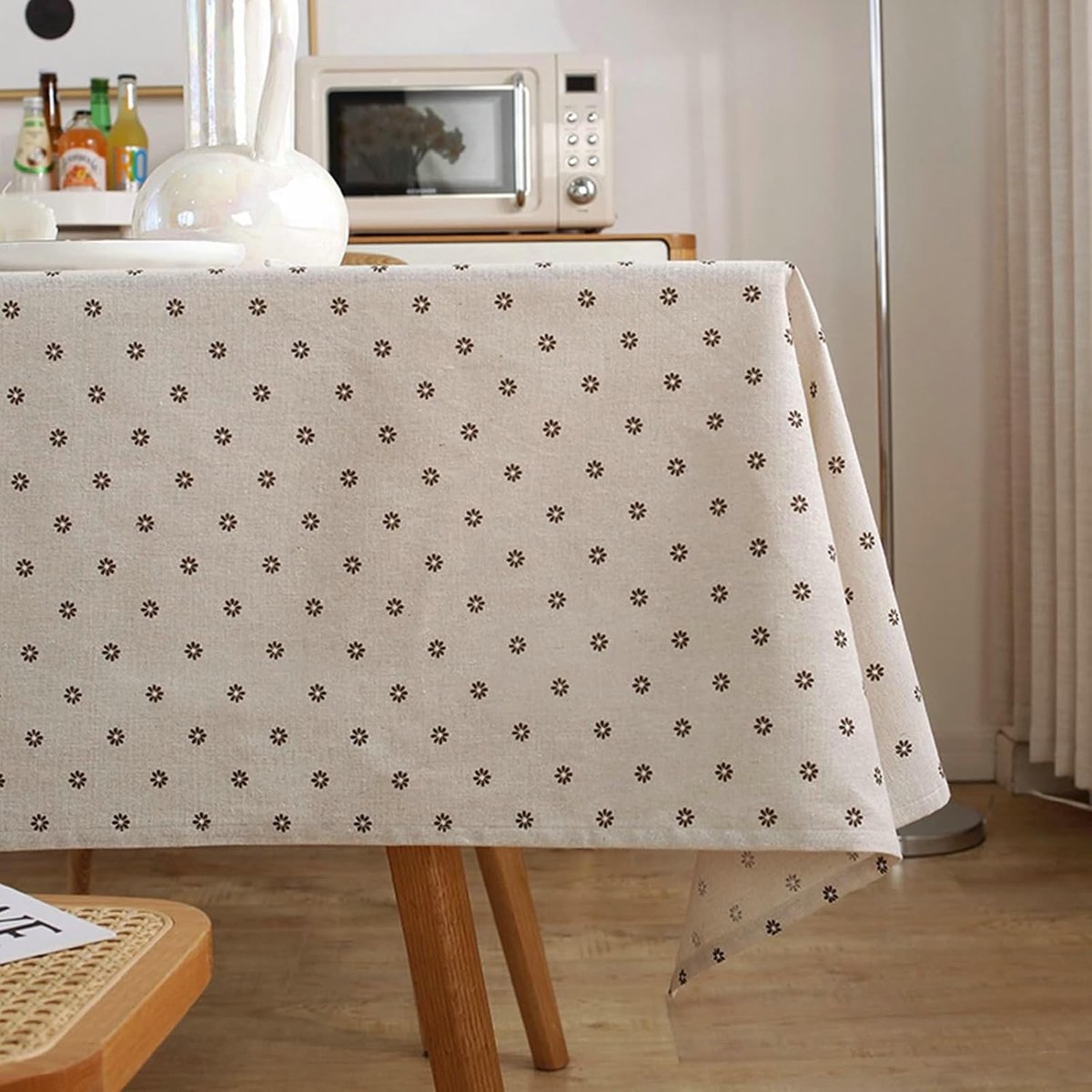 Tafelkleed - Blommotief - Dineren - Duurzaam polyester - 130 x 180 cm - Lichtgrijs