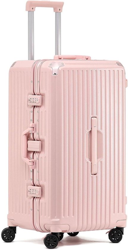 Reiskoffer - Grote koffer - Lange reizen - Aluminium frame - 34 inch - Roze
