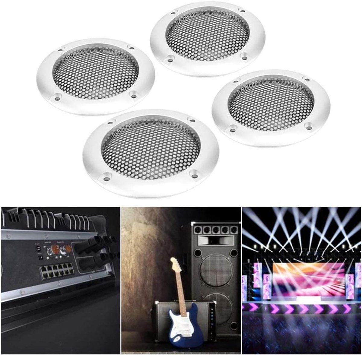 Luidspreker Grilles - Speaker Covers - Auto Audio - Sterk IJzergaas - 4 Stuks 2.6 Inch - Zilver