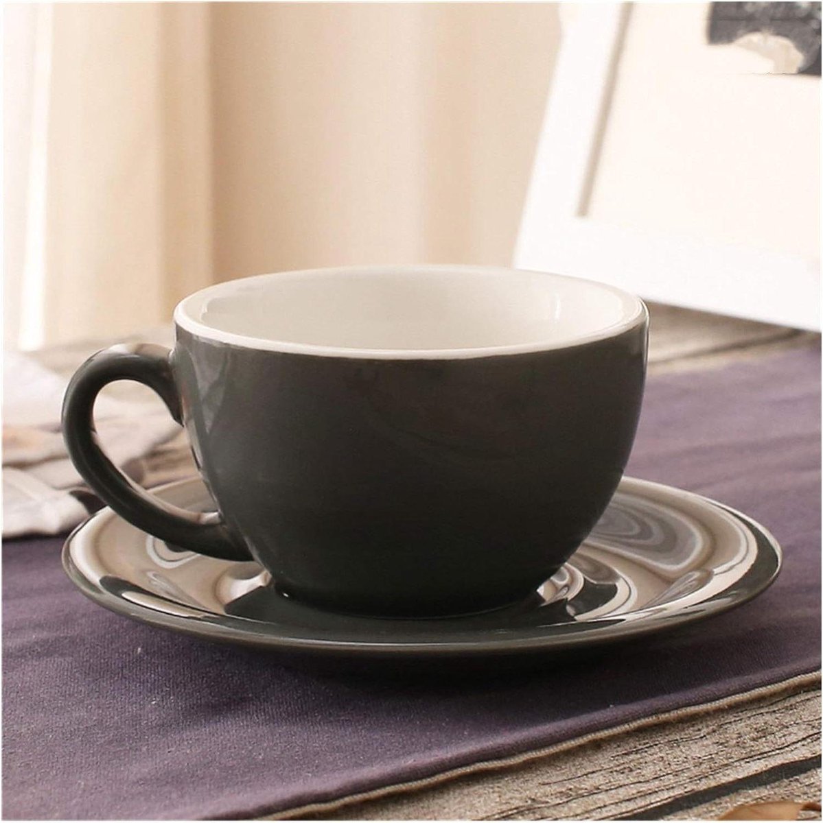 Koffie Kop Set - Espresso Mokken - Genieten van Koffie - Goede Warmtebehoud - 200 ml - Grijs
