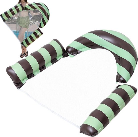 Zwembad Ligstoel - Drijvende Lounger - Water Ontspanning - Ergonomisch Ontwerp - 111x107x18cm - Groen — afbeelding 5