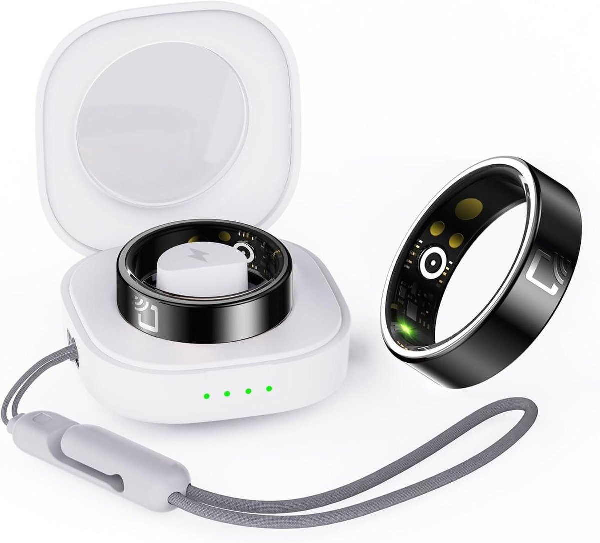Slimme Fitness Ring - Activiteit Tracker - Gezondheid Monitoren - Met NFC - 7 Maten - Zwart