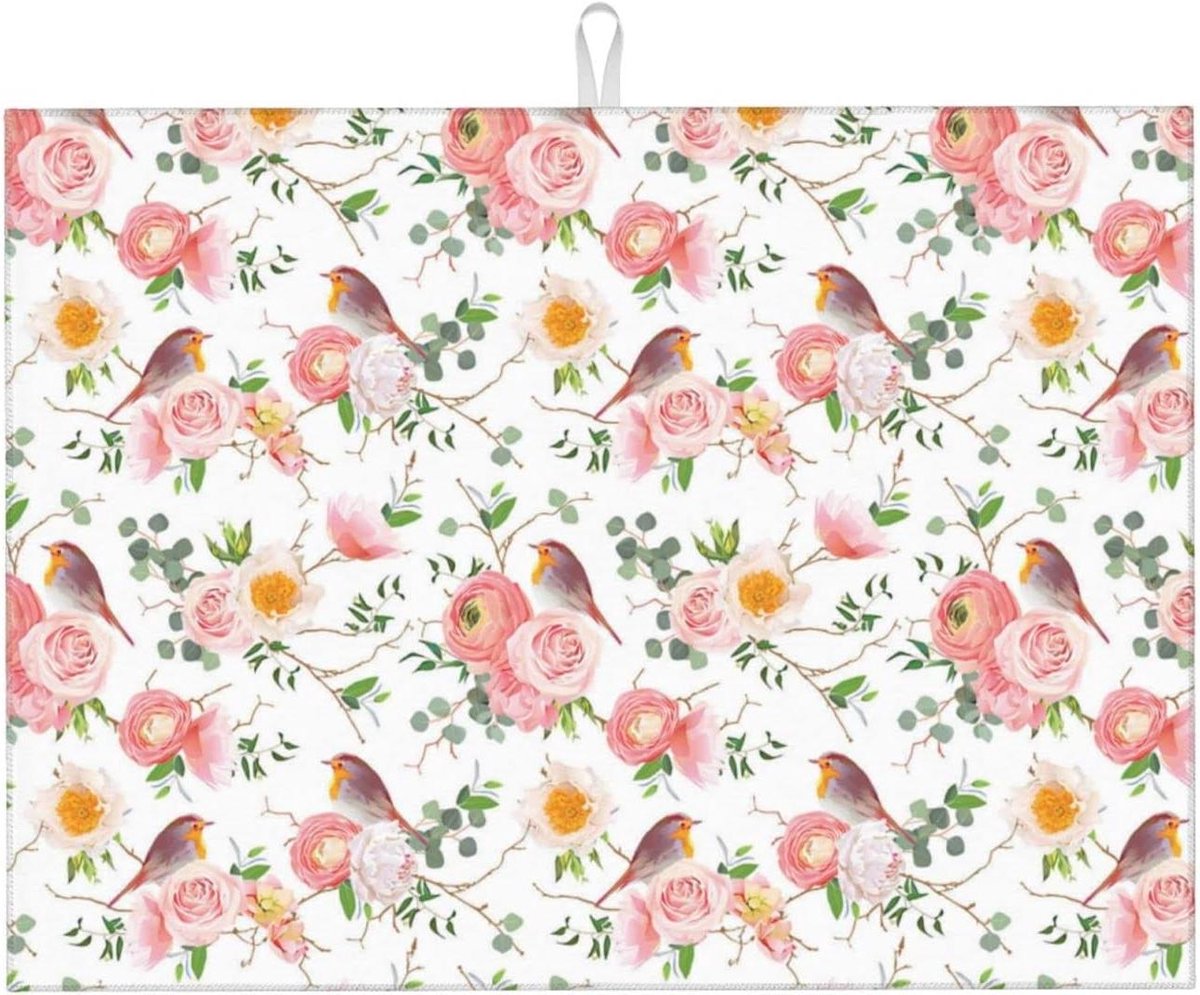 Keukendroogmat - Afwasmat - Keuken drogen - Bloemenprint - 45x60 cm - Multicolor