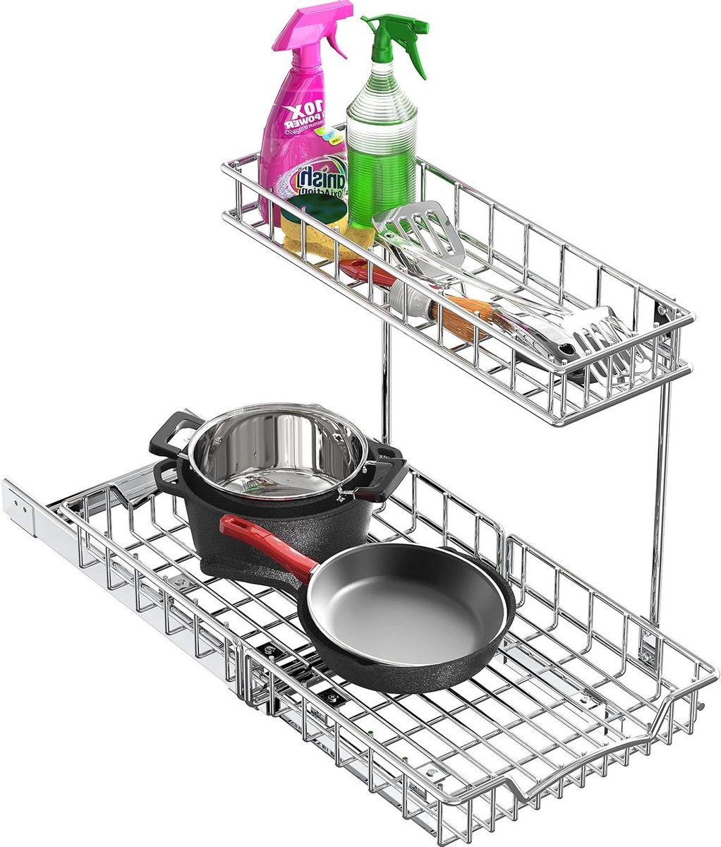 Kast Organizer - Lade Plank - Keuken Opbergen - Zware Kogelglijders - 53 cm - Chroom