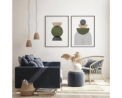 Yooyu Olijfgroen Abstract Aquarel Schilderen Canvas Prints Mid Century Moderne Galerij Wall Art Foto Poster Home Room Decor 60x80cm (24x32in) x2 met frame