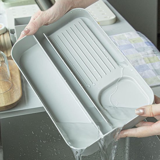 Flessendroger rek - Verticale organizer - Flessen drogen - Snel afvoerend - 35x15x35 cm - Wit — afbeelding 3