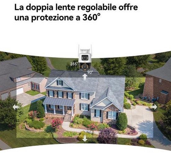 Dubbele camera met 360 graden dekking op een huis.