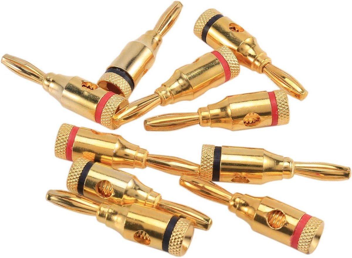 Bananenstekkers - Connectoren set - Audio Aansluiten - Gouden Connectoren - 5 Paar - Goud