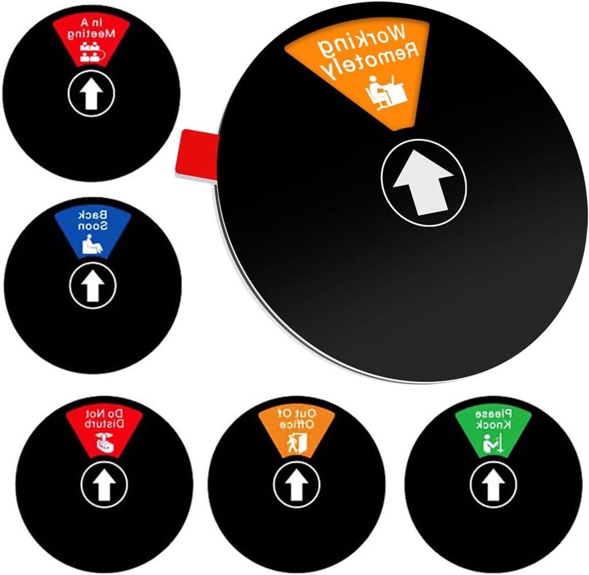 Magnetisch en Zelfklevend Deurbord voor Kantoor met 6 Draaiende Statusopties - Acryl Privacy Indicator voor Werkruimtes en Professionele Omgevingen