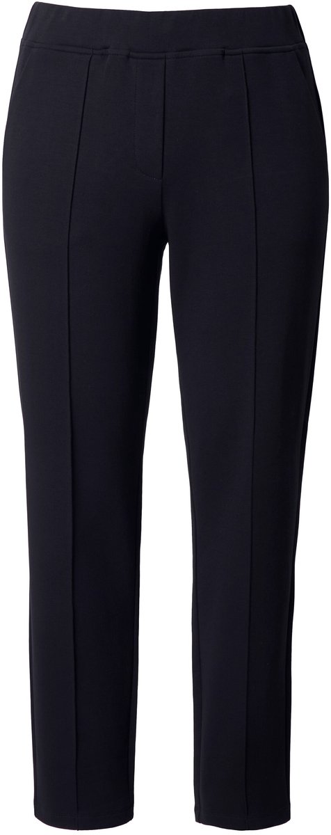 Ulla Popken - Dames - Broek Punto di Roma conische pijp biezen - Zwart - Maat 52