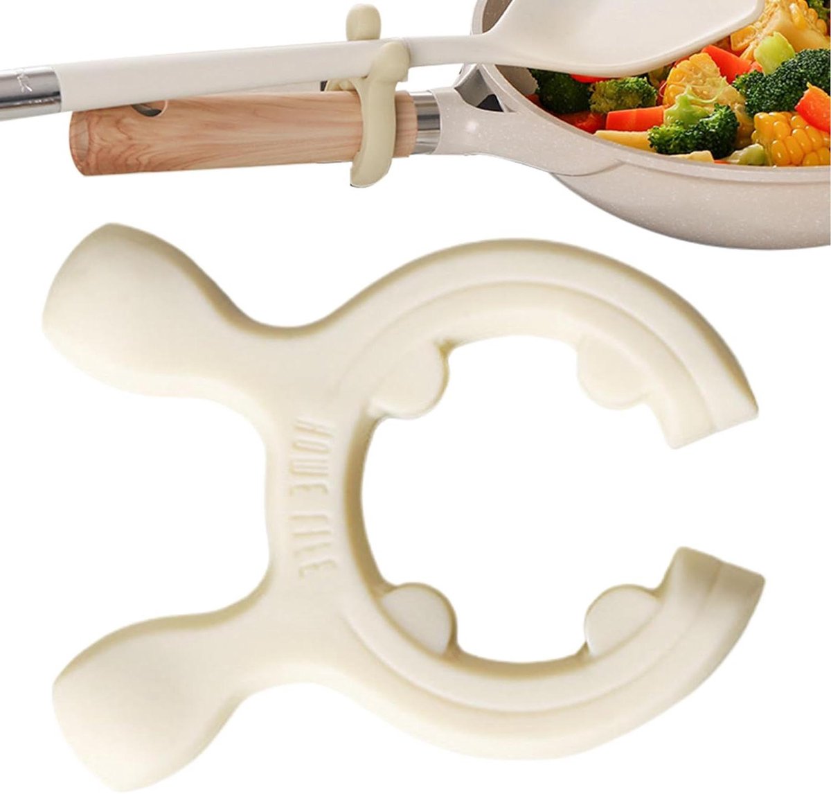 Spatelhouder - Lepelsteun - Keuken organiseren - Hittebestendig siliconen - 65 x 5 cm - Wit