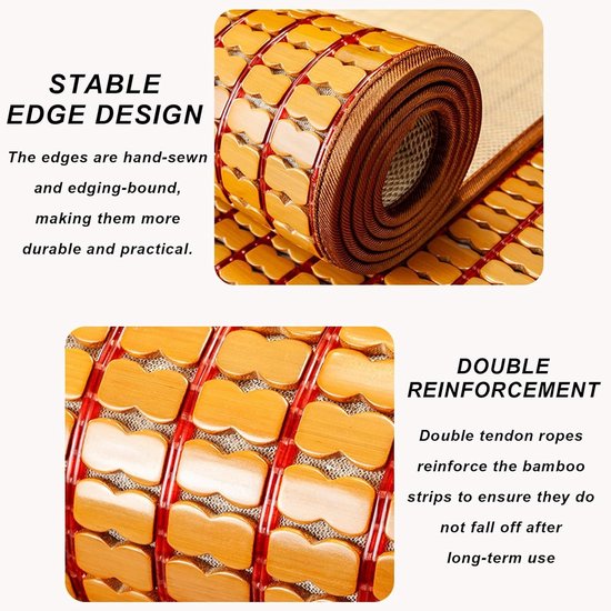 Bamboemat Textiel - Koelmat Zomer - Comfortabel Slapen - Hoog Ademend Vermogen - 80x190 cm - Natuurlijk — afbeelding 4