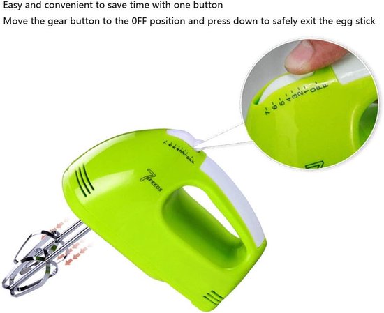 Elektrische Handmixer - Keuken Garde - Bakken en Klutsen - 7 Snelheden Turboknop - 18 x 7 x 11 cm — afbeelding 4