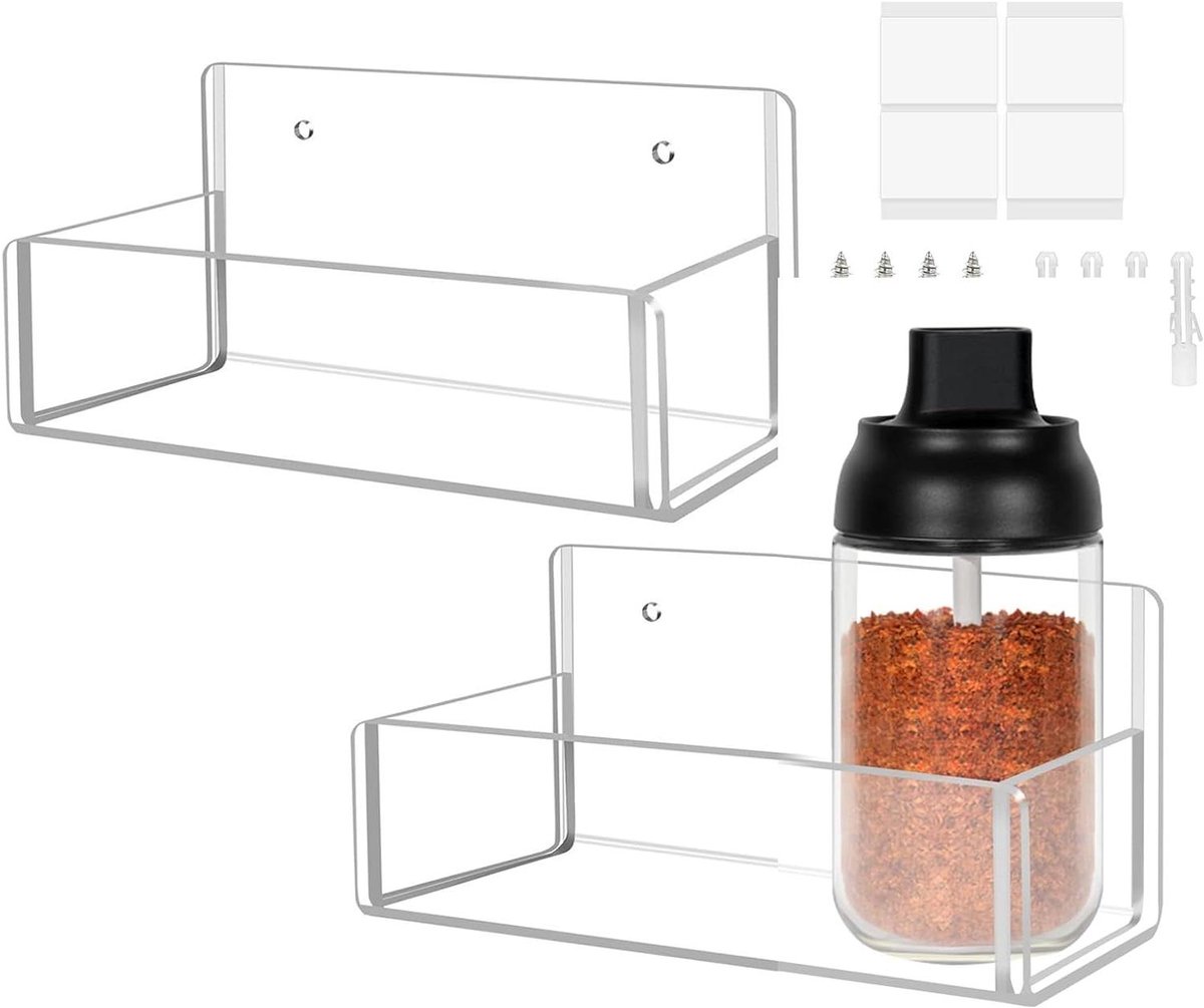 Kruidenrek - Opslaghouder - Keuken organiseren - Transparant acryl - 2 Packs - Transparant