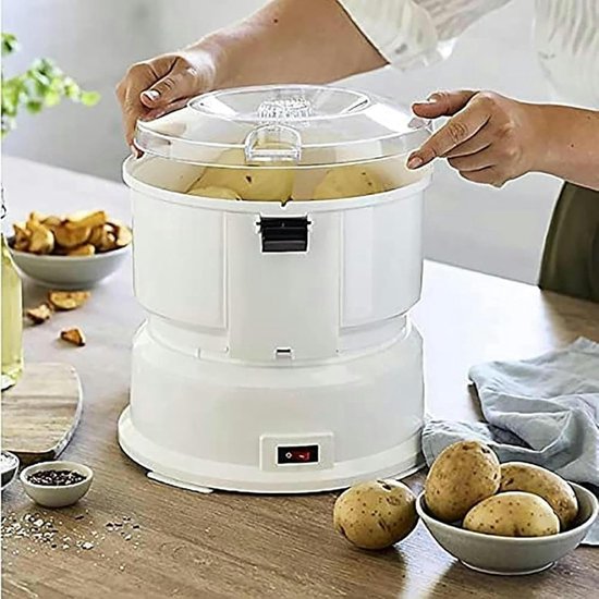 Elektrische Aardappelschiller - Automatische Schilmachine - Groenten Fruit Schillen - Veiligheidsslot Bediening - 1 kg Capaciteit - Wit — afbeelding 3