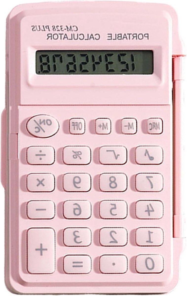 Mini Zakrekenmachine - Klein Rekenapparaat - Snelle Berekeningen - Foutloze LCD Weergave - 8 Cijferig - Roze