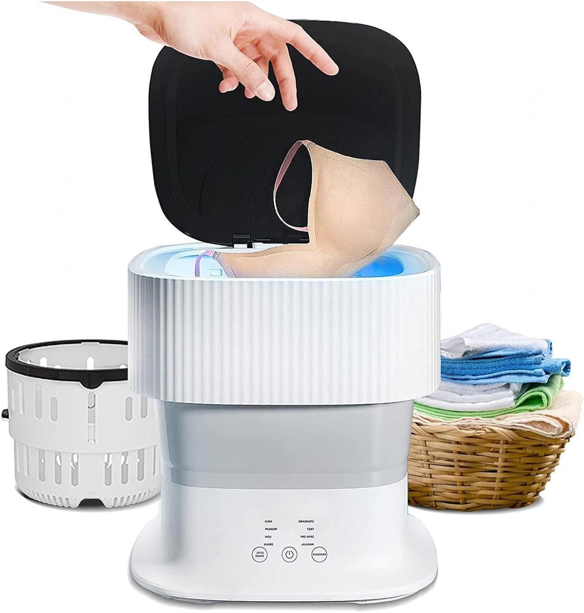 Opvouwbare Wasmachine Mini Wasmachine Apart Wassen Automatisch Water 9L Capaciteit Wit